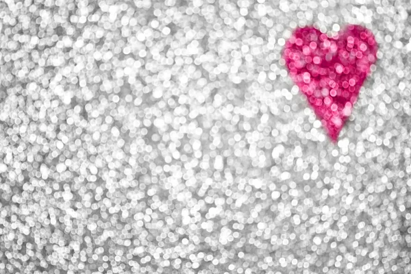 Silver Glitter Sparkle Pink Heart Background — Stock Photo, Image