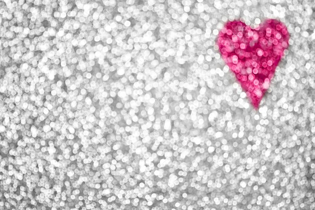 Silver Glitter Sparkle Pink Heart Background
