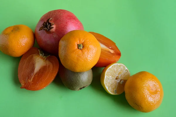 Pila Frutas Frescas Crudas Mesa Vista Cercana — Foto de Stock