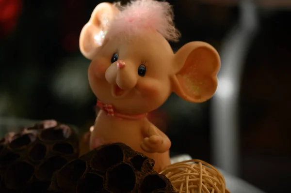 Красивая Мышь Игрушка Рождество Украшения Праздничная Концепция — стоковое фото