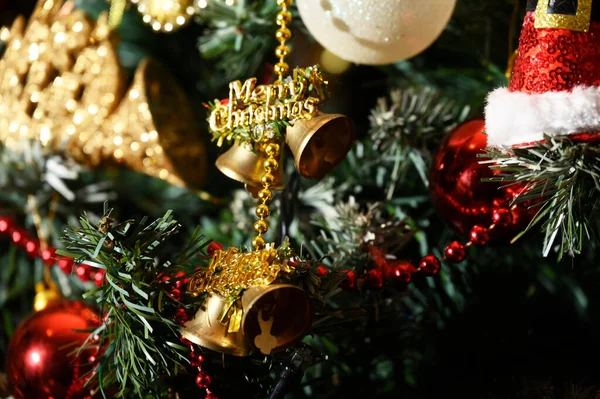 Hermosas Decoraciones Navidad Árbol Concepto Vacaciones — Foto de Stock