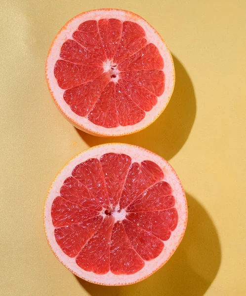 Sweet Ripe Grapefruit Yellow Background Close View — Stock Photo, Image
