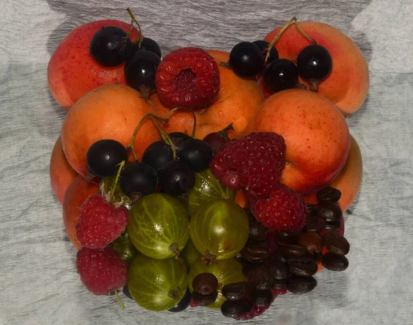 Composition Assorted Fresh Fruits Dark Background Close View — Stock Photo, Image