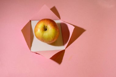 Açılmış kağıdın elmalı yaratıcı bileşimi, yakın görünüm 