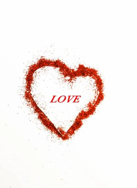 Romantische Komposition Aus Dekorativen Glanzfunkeln Form Eines Herzsymbols Valentinstag Konzept — Stockfoto