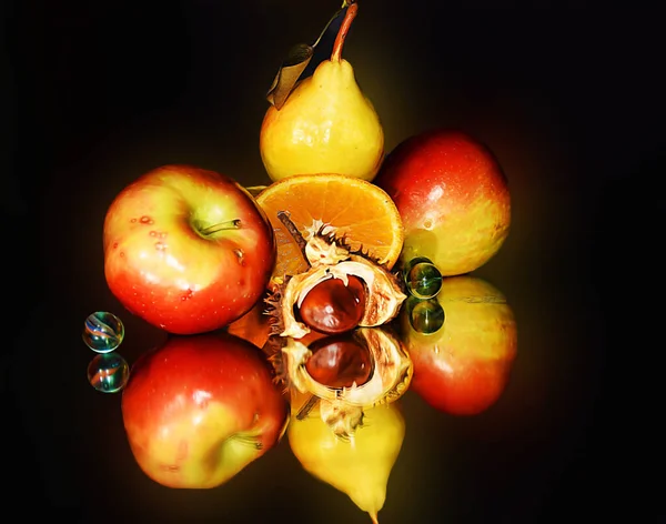 Serie Frutti Tropicali Esotici Maturi Sfondo Nero Concetto Cibo Sano — Foto Stock