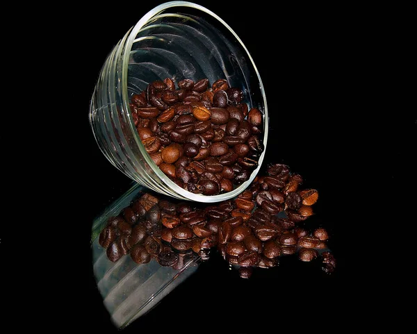 Coffee Beans Glass Bowl Close View — Stock Photo, Image