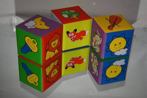 Красочные Детские Кубики Светлом Фоне — стоковое фото