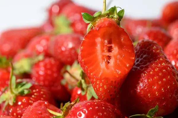 Vista Cerca Fresas Frescas Jugosas — Foto de Stock