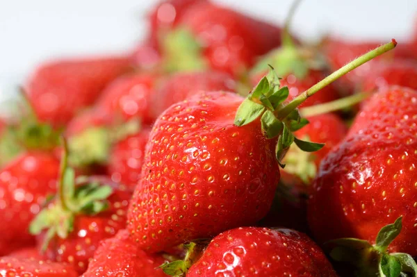 Vista Cerca Fresas Frescas Jugosas — Foto de Stock