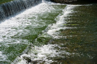 Nehrin hızlı akışına sahip şelale adımları 
