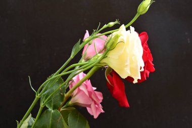 bouquet of rose and eustoma flowers, close - up 