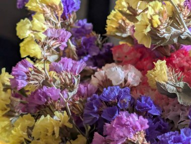 Güzel bir buket çiçeğe yakın, çiçek arkaplanı.           