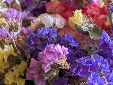 Güzel bir buket çiçeğe yakın, çiçek arkaplanı.           