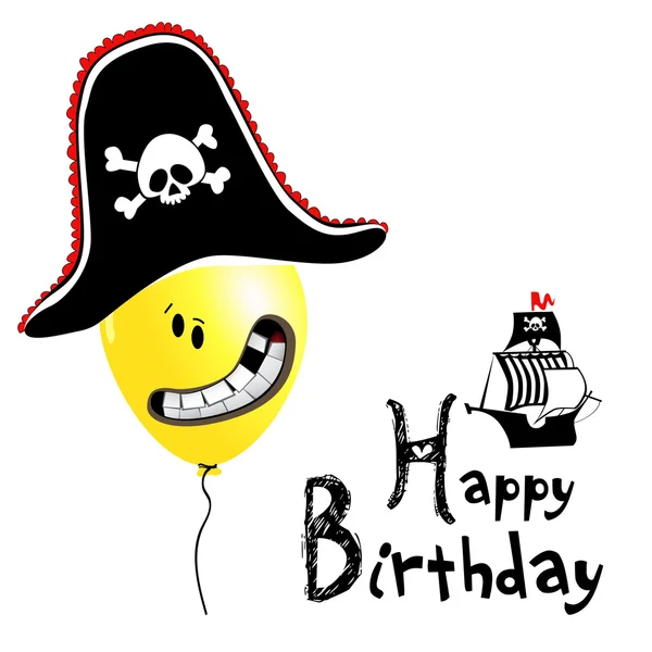 Selamat ulang tahun kartu tersenyum bajak laut - Stok Vektor