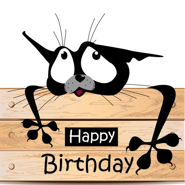 Gelukkige verjaardag kaart kat glimlach — Stockvector
