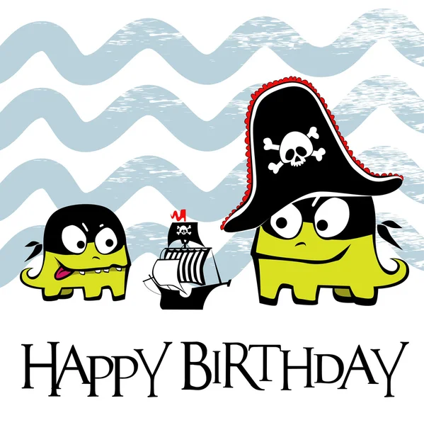 Feliz cumpleaños tarjeta pirata Ilustraciones De Stock Sin Royalties Gratis