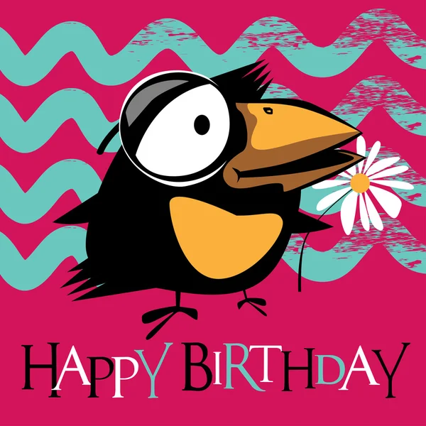 Feliz Cumpleaños aves de la tarjeta — Vector de stock