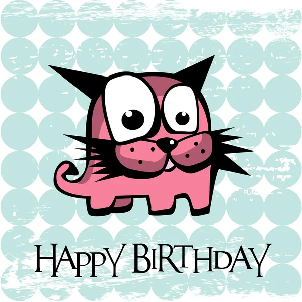 Happy Birthday card monster cat — Stock Vector