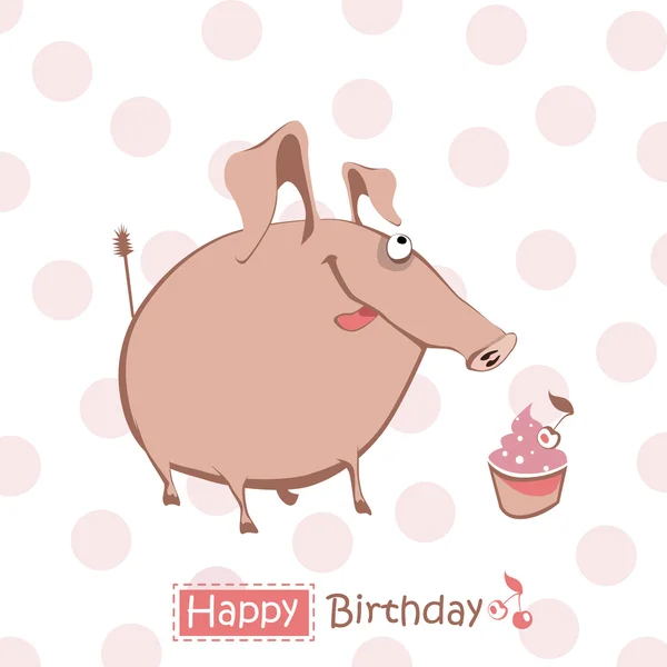 Alles Gute zum Geburtstag Lächeln Schweinchen — Stockvektor