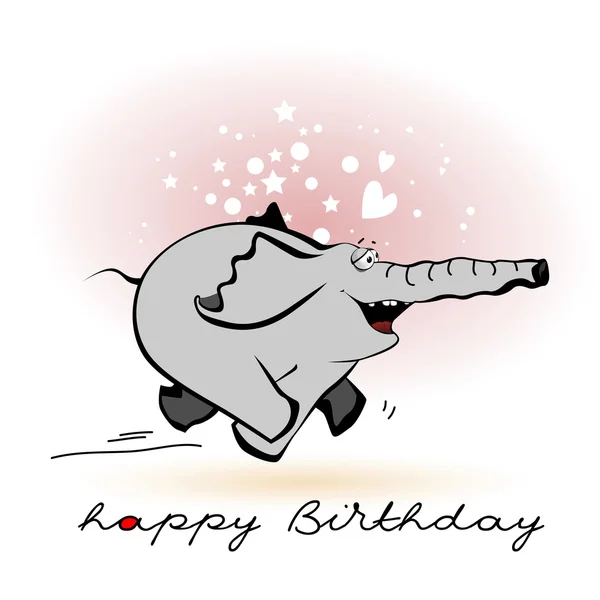 Grattis på födelsedagen leende elefant Stockillustration