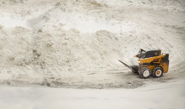 Yellow snow removing bulldozer — Stock Photo, Image