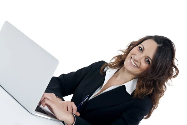 Woman customer service worker, call center smiling operator — Stock Photo, Image