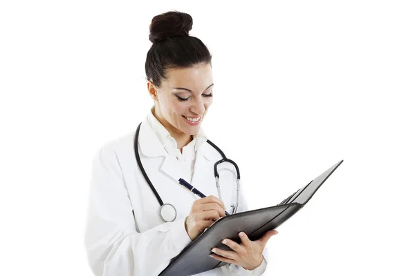 Medical doctor woman with stethoscope and tablet — Stock Photo, Image