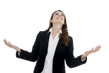 Kadın lideri, Yöneticisi egzersiz yapar. Eller yukarı