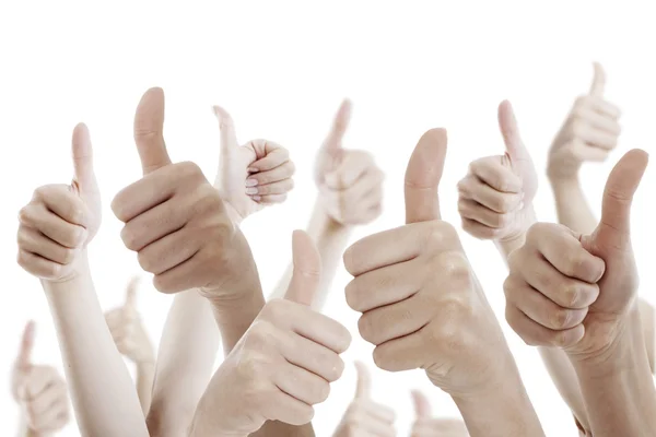 Many people holding their thumbs up Stock Picture