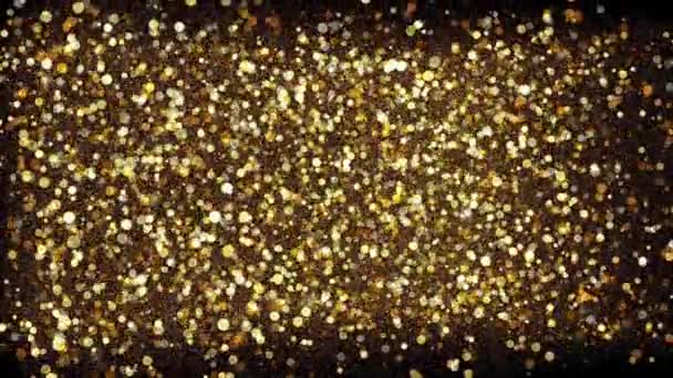 Un gran numero di bolle sfocate color oro — Video Stock