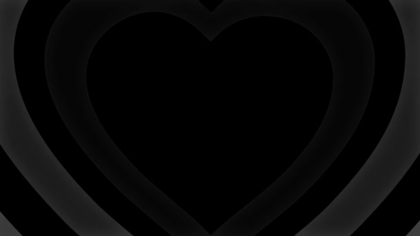 Aproximación de líneas en forma de corazones grises sobre un fondo negro — Vídeo de stock