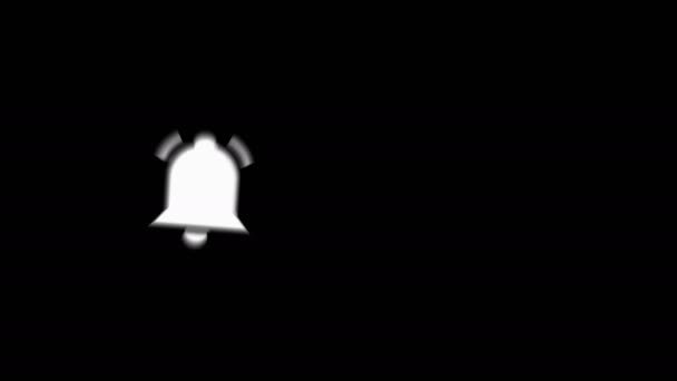 Zvonek symbol v pohybu na černém pozadí — Stock video