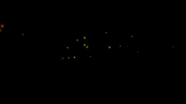 Animação de movimento de pequenas partículas coloridas em um fundo preto — Vídeo de Stock
