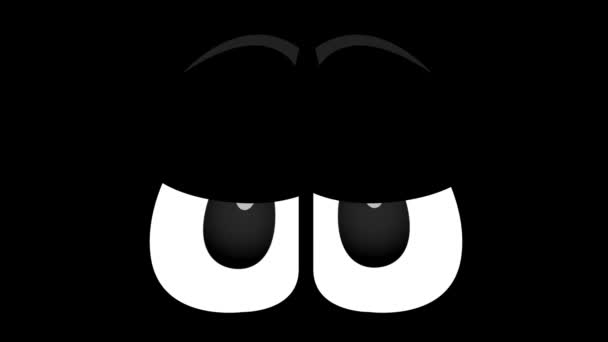 恐怖的眼睛在黑色背景上的运动中的动画 — 图库视频影像