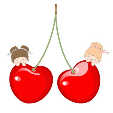 İllüzyon. İki küçük kız, biri sarışın, diğeri kahverengi saçlı, beyaz bir böğürtlenin arkasından dikizliyorlar.