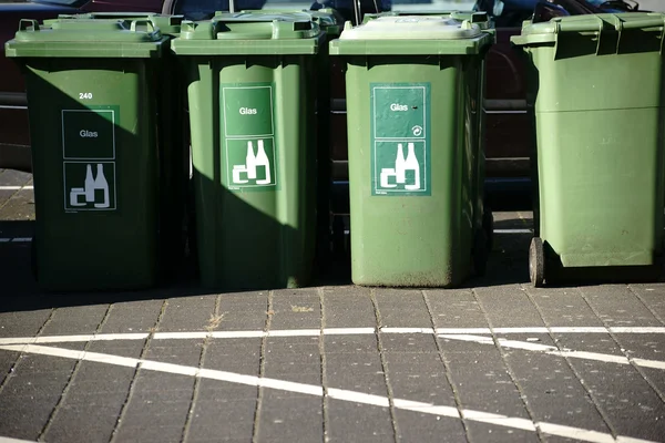 Green dumpster waste glass — Stock Photo, Image