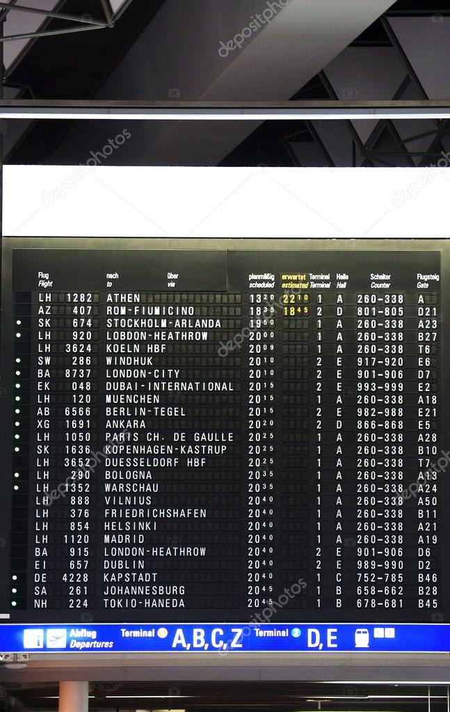 Digital display departure times