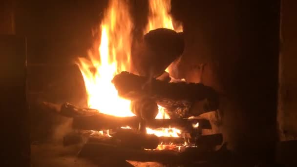 Burning Fire Fireplace Interior Ambient Light — Videoclip de stoc