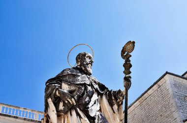 Montecassino - İtalya - 29 Ağustos 2021 St. Benedict heykeli