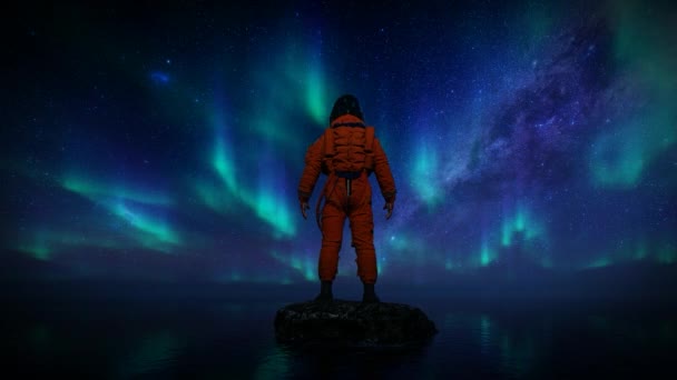 Osamělý Kosmonaut Obloha — Stock video
