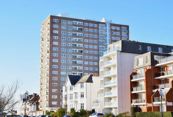 Street View Old New Blocks Flats Seafront Sunny Day — Stock Photo, Image