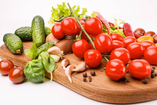 Healthy Vegetarian Food Ingredients Wooden Kitchen Board Stock Image