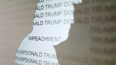 Donald Trump ve Donald Trump 'ın portre silueti ile çevrili ekranda 