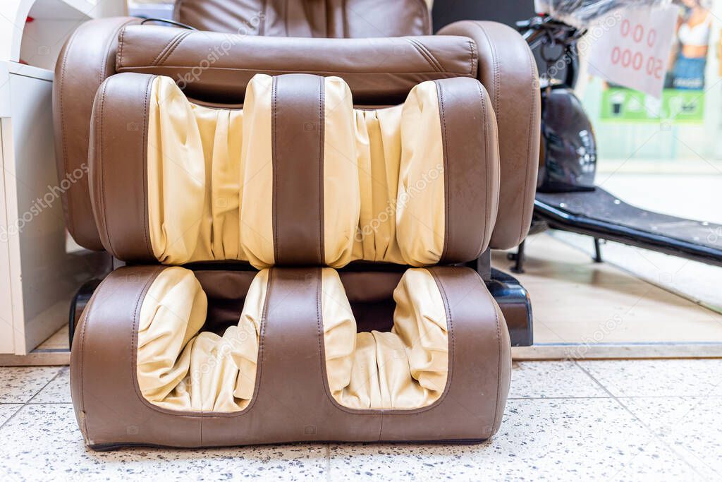 Massage chair, close-up area for foot massage.