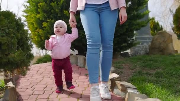 아기는 어머니와 배운다 각도에서 아이를 — 비디오