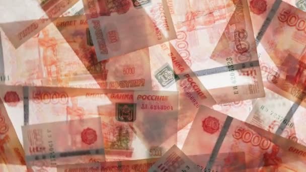 Przekupstwo Korupcja Narodową Rosyjską Walutą Ruble Banknotach Pięciotysięcznych Wszechstronny Widok — Wideo stockowe