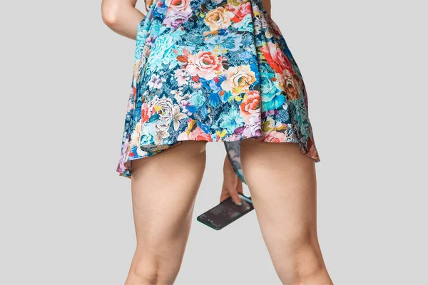 Sexy Pervert Woman Takes Photo Her Underwear Lifting Her Skirt — Stockfoto