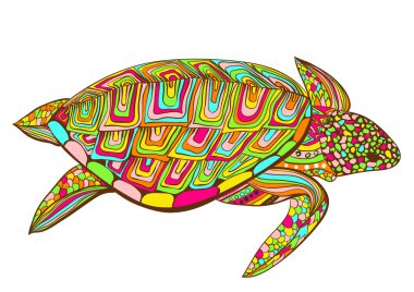 Kaplumbağa zentangle zenart içinde stil, beyaz arka plan üzerinde izole doodle. Çizilmiş kroki antistress yetişkin renklendirme sayfa, logo veya doodle, zen, çizgi ve nokta tasarım öğeleri ile dövme için el.
