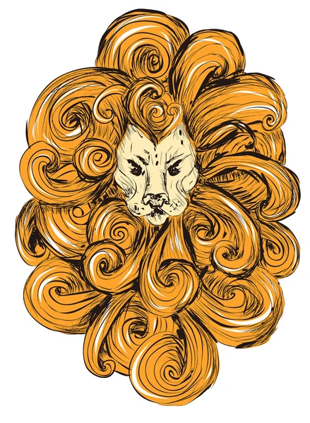 Illustration Tête Lion Isolé Sur Fond Blanc Style Grunge Stylisé — Image vectorielle